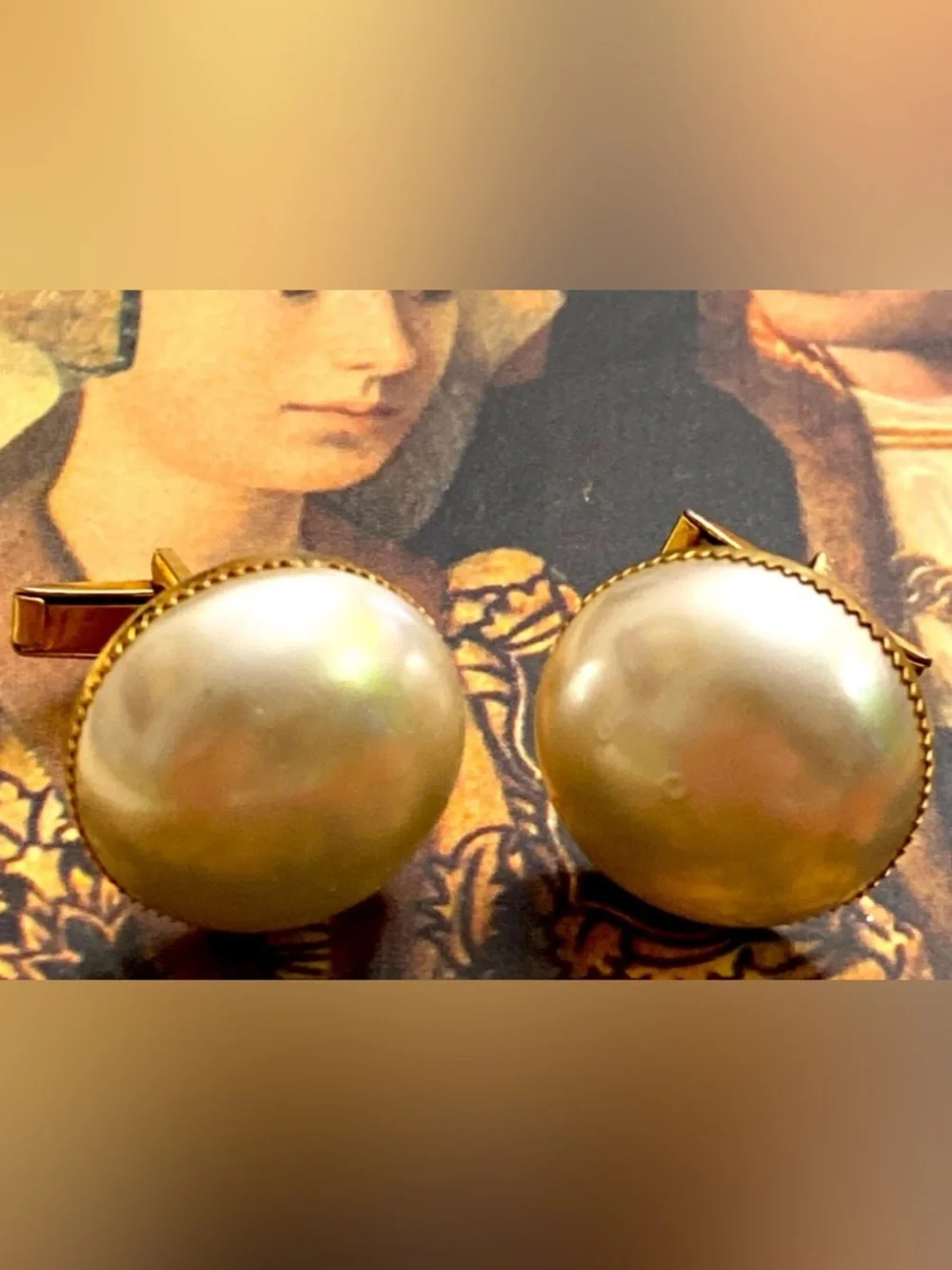 Vintage 90s Fat Faux Pearl Cufflinks